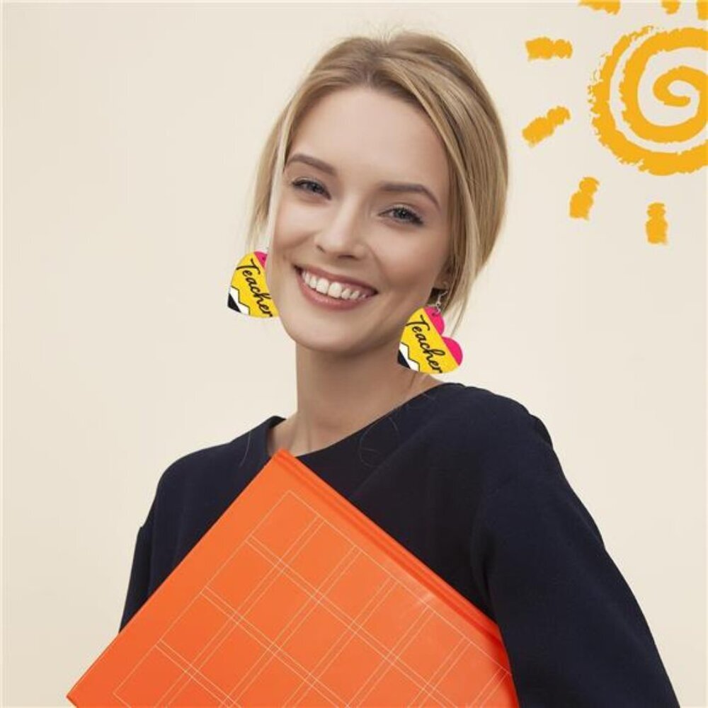 5 Pairs Colorful Back to School Teacher Earrings for Women Fun Earrings Playful - Picture 5 of 6